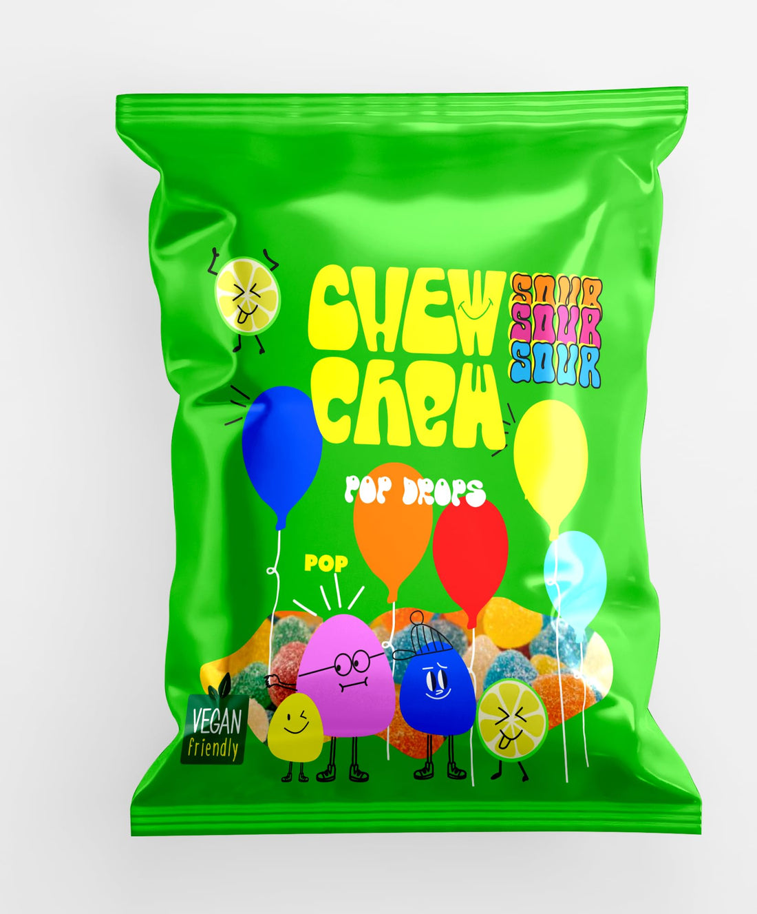 Chew Chew Gummy Drops Sour Jelly Candy Vegan 40 grams