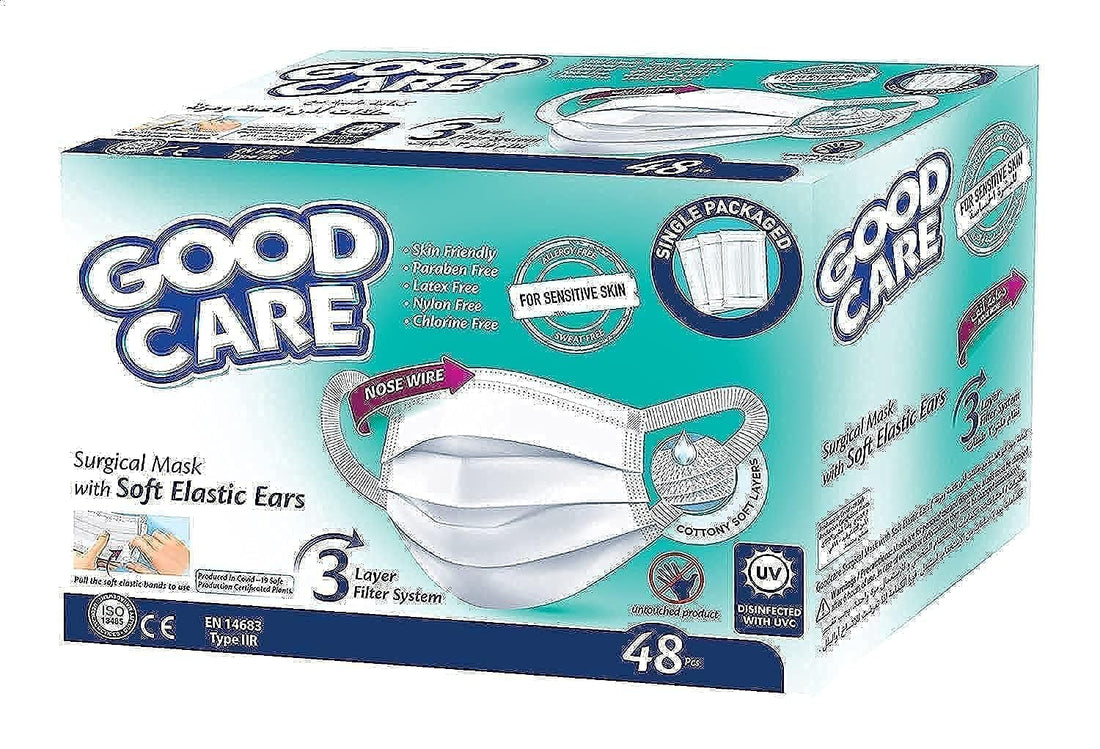 Good Care Surgical Mask with Soft Elastic Ears, 48 Pieces