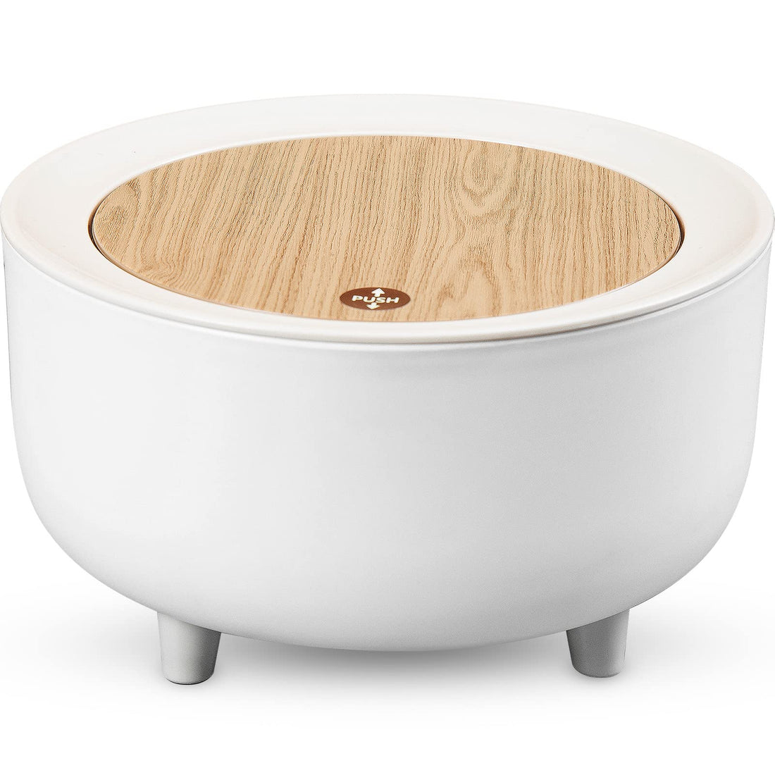 Kitchen Bathroom Small Mini Trash Can With Lid - Garbage Can for Diaper Nursery, Garden - White (0.5 Gallon)