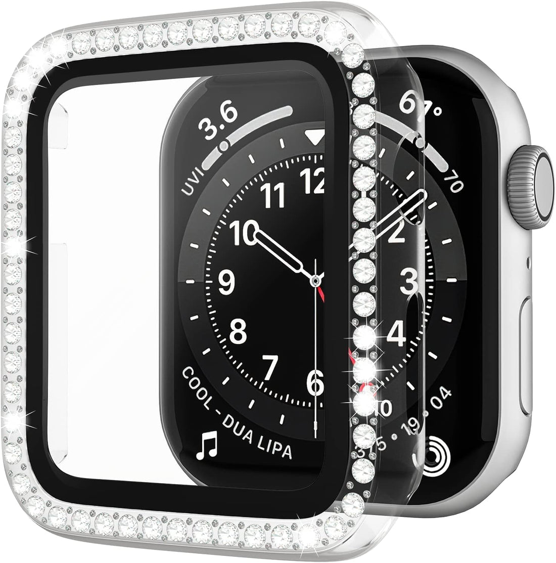Nopatia Compatible with iWatch 40mm Series 6/5/4 Case with Tempered Glass Screen Protector, Bling Crystal Slim Protective Case for Women Men (Clear)