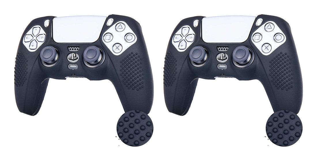 PS5 Silicone Grip Controller Case Cover Skin Protector for Playstation 5 Accessories - Black (Pack of 2),