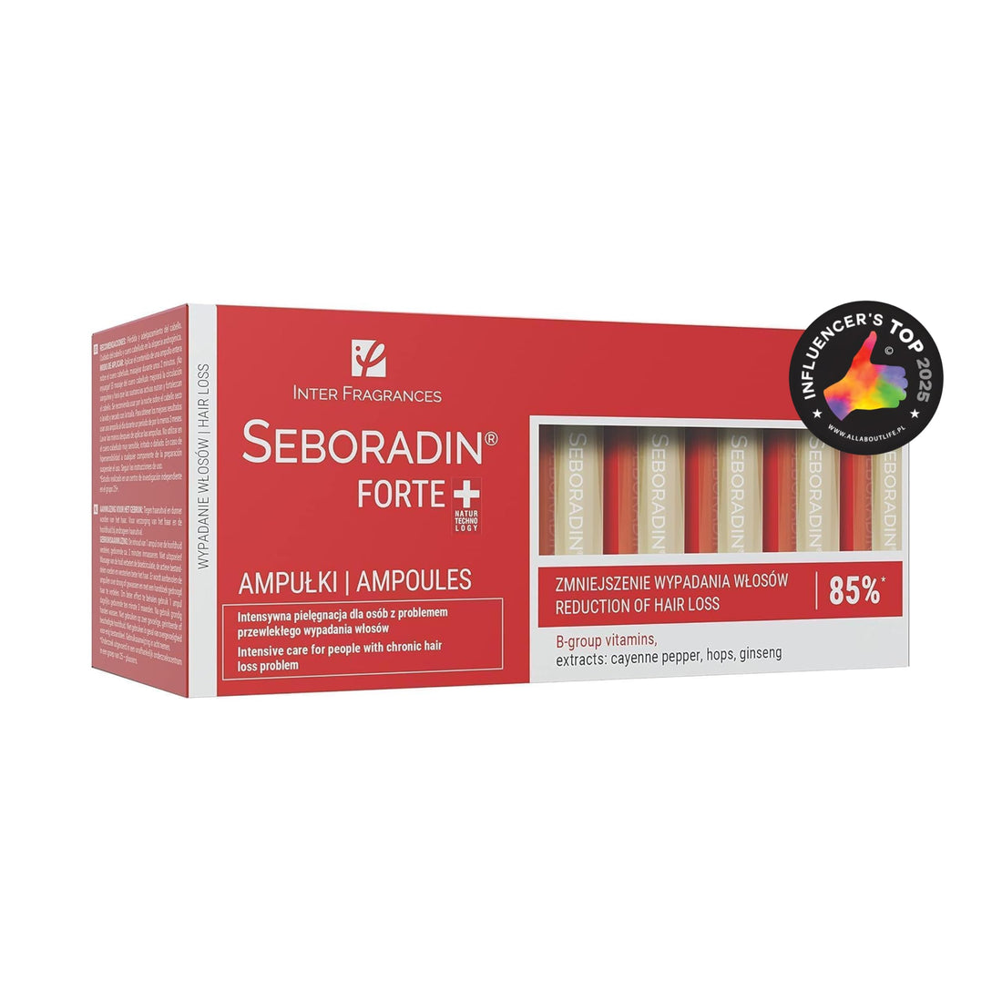 Seboradin Forte Hair Growth Serum Ampoules 14 x 5,5 ml Anti Hair Loss Serum Chronic Hair Loss and Thinning Treatment Natural Extracts and Vitamins Hair & Scalp Treatment Hair Care & Products