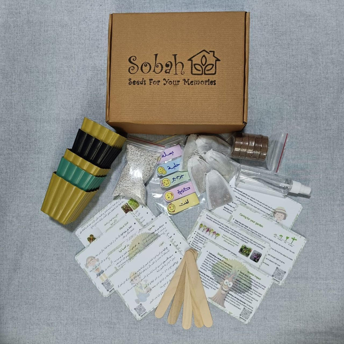 TOOLKIT Greenhouse - Complete Home Microgreens Growing Kit for Kids & Adults - Includes 5 Compact Cocopet Tablets - Perlite - 5 Drops - 5 Fast Growing Seeds - Watering Sprays Sobah Toolkit