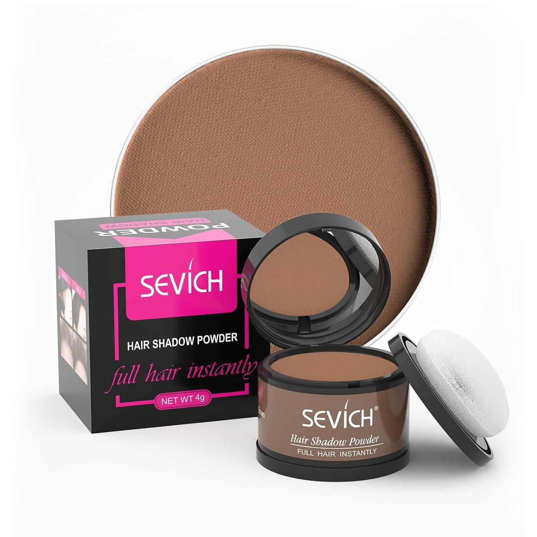 Instantly Hair Shadow - Hair Line Powder, Quick Cover Grey Hair Root Concealer with Puff Touch, 4g Brown