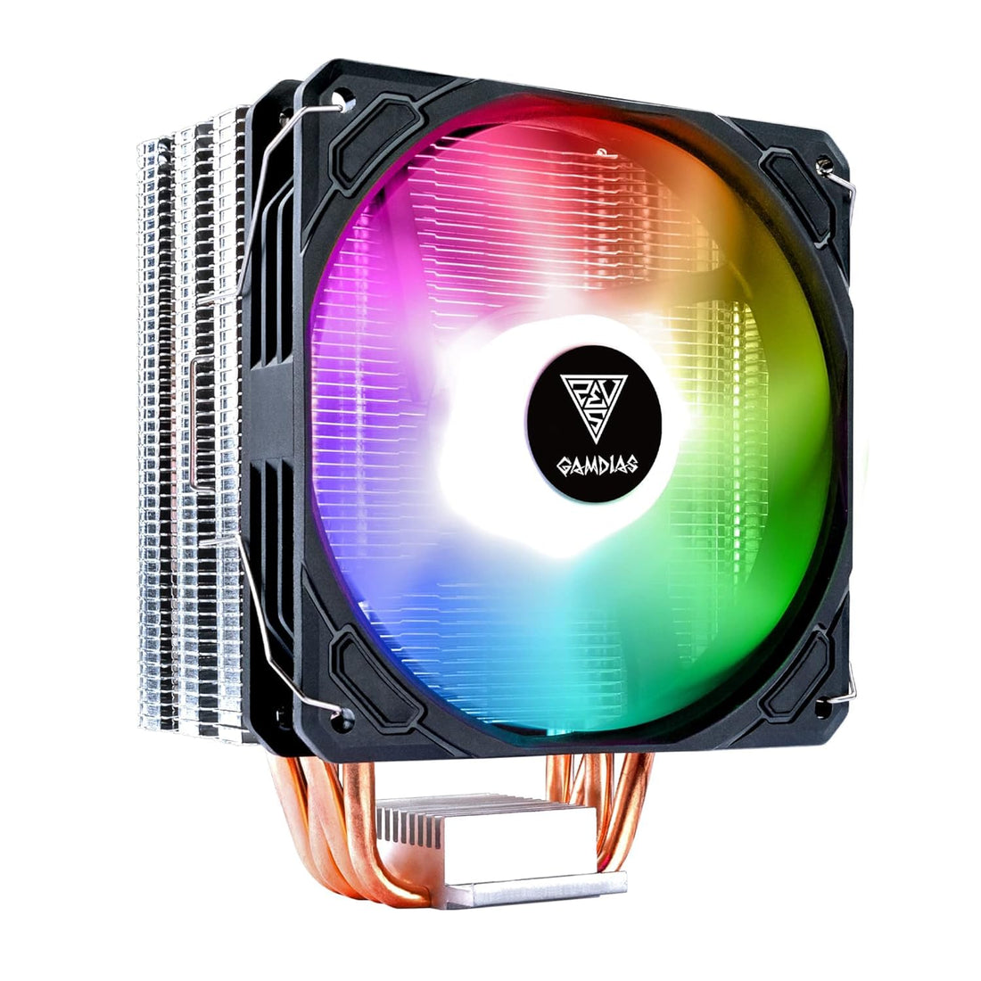 GAMDIA.S Boreas E1-410 CPU Air Cooler – 120mm PWM Fan – 4 Copper Heat Pipes – ARGB Lighting – Intel & AMD Compatible – Suitable for PC & Compilations