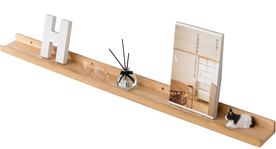 GIEANOO Floating Shelf 36" Solid oak wood Rustic Wall Mounted Picture Ledge Shelf with lip design radiator shelf Display Wall Shelves for Living Room, Bedroom, Bathroom