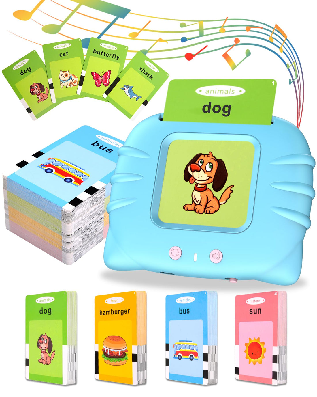 224 Pocket Speech Therapy Toys, Talking Flash Cards, Toddler Learning Resources Toys, Autism Sensory Toys for Autistic Children, Toddler Toys Age 2-4 Blue
