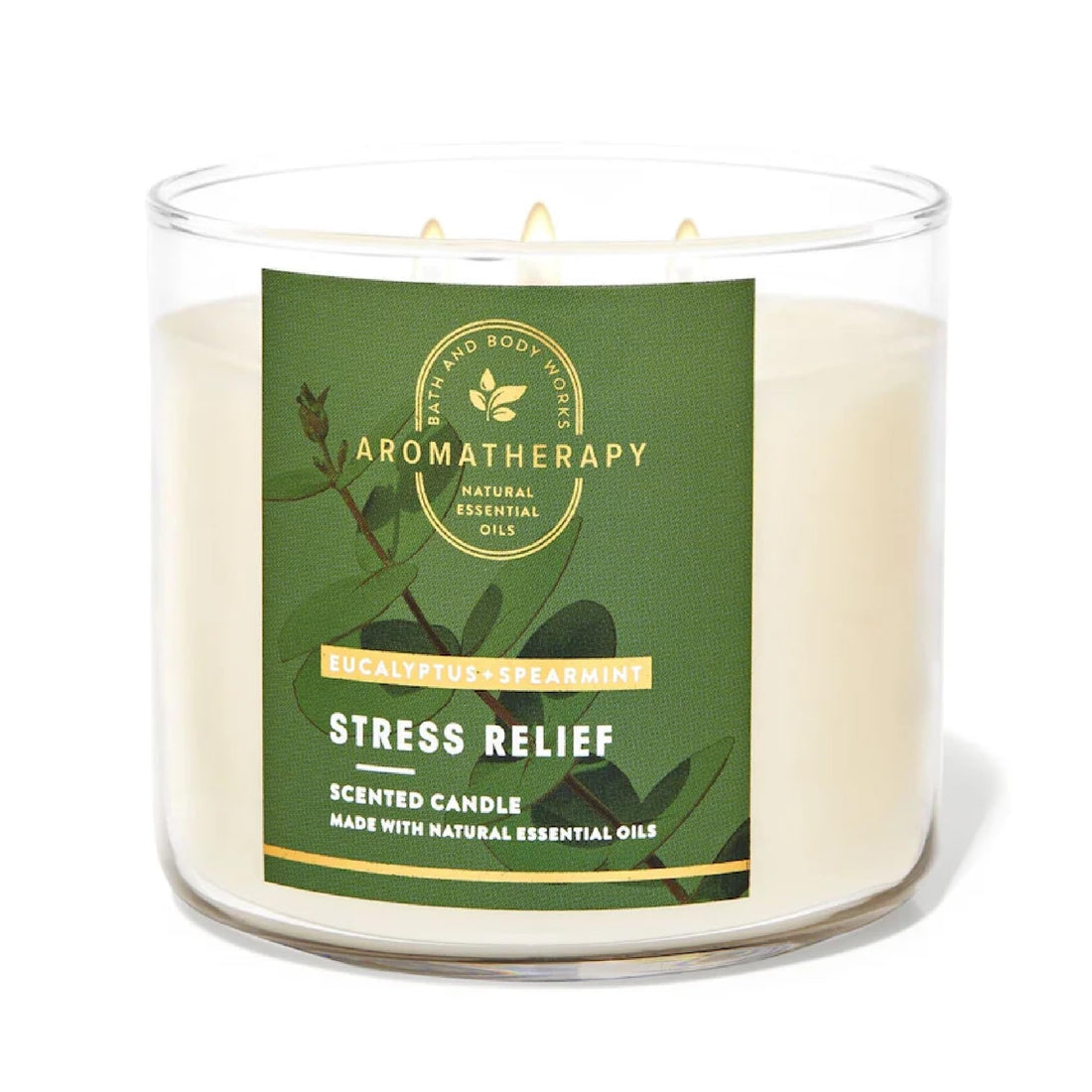 Bath&Body Works Eucalyptus & Spearmint 3-Wick Candle - Aromatherapy Stress Relief, 14.5 oz, Essential Oil Blend, Long-Lasting Fragrance