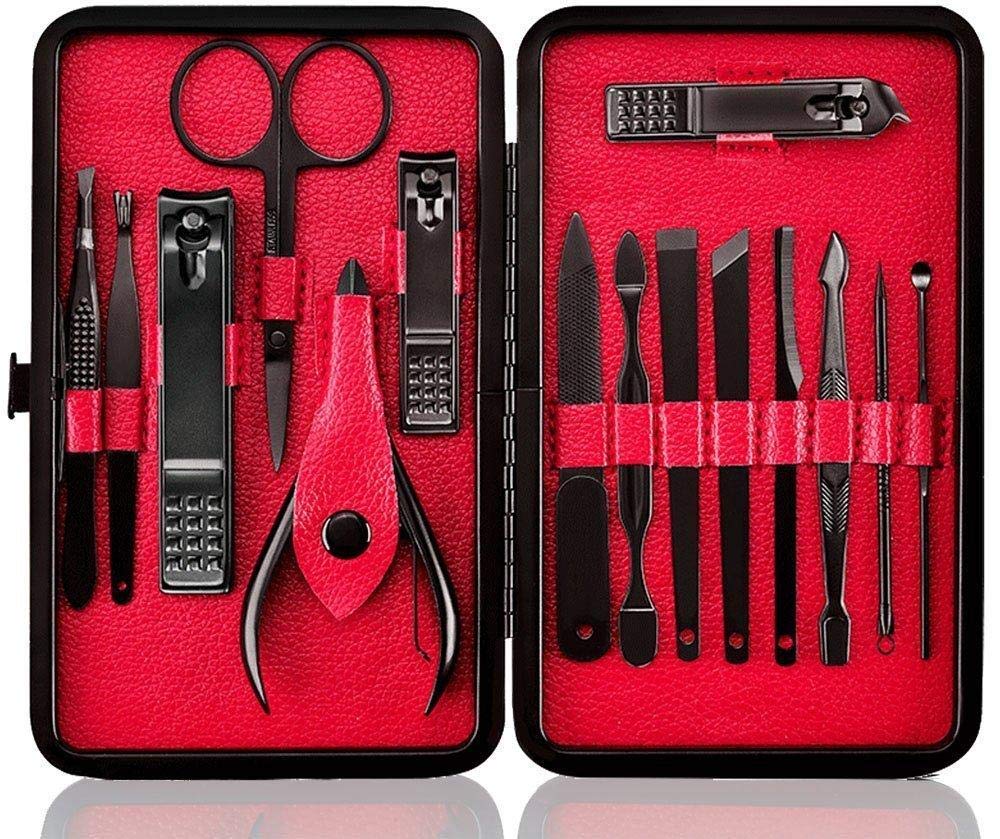 Nail Clipper Set 15 in 1 Nail file Swing Out Nail Cleaner File Popular Gifts For Men & Women Best Nail Care for Manicure Pedicure Home & Travel Manicure Set RED