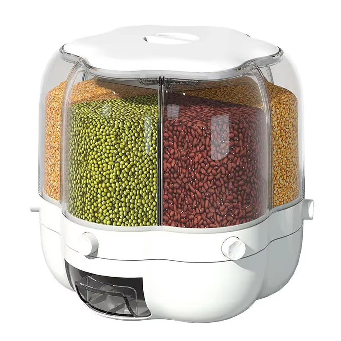 LEVA PRA CASA Luxury Spinner Food Dispenser 6 Divisions Grains Cereal Condiment Holder Seasoning Rice Bean Food Storage Kitchen