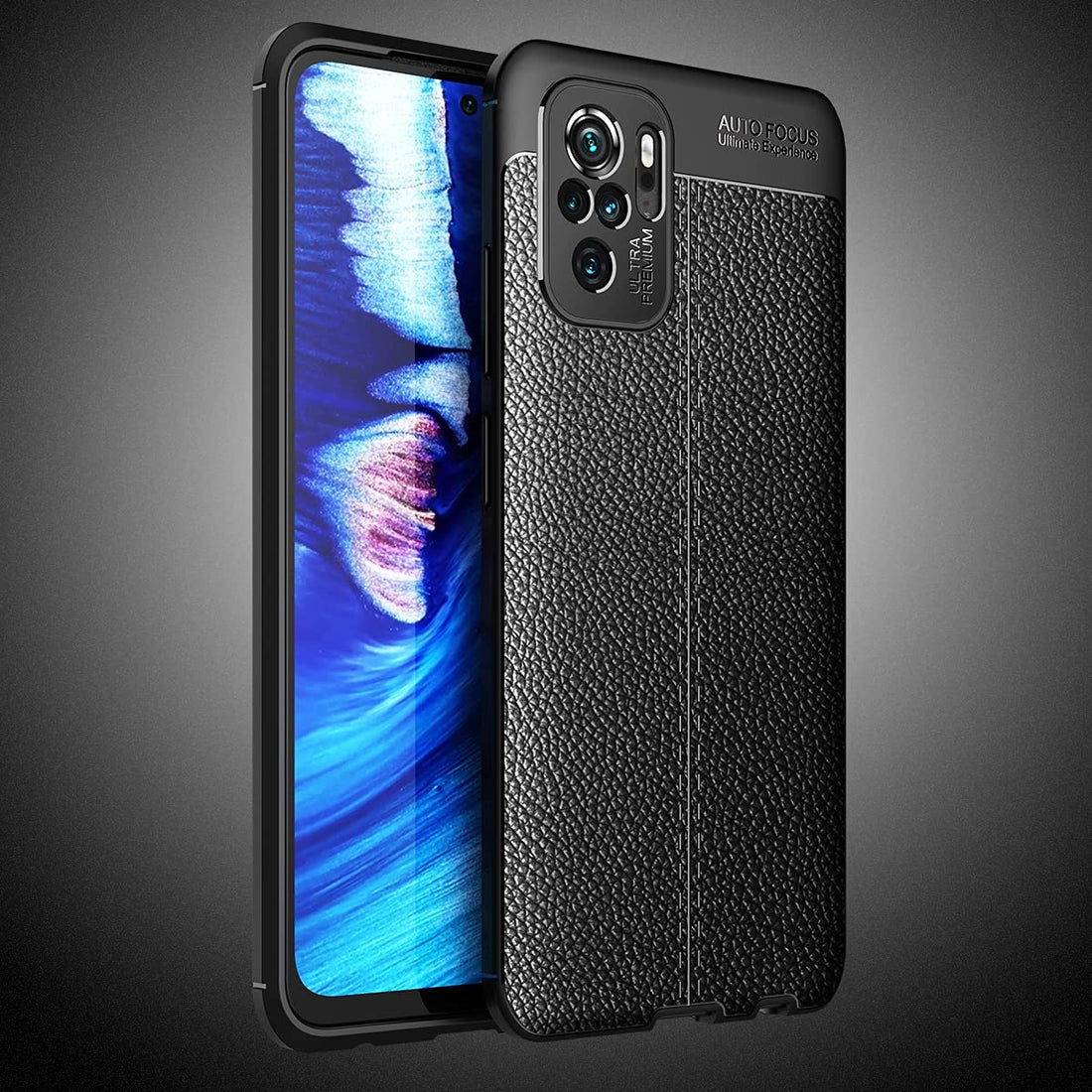 Design 2 silicone back cover, shock-resistant and camera protection, compatible with Redmi Note 10s / Redmi Note 10 4G (Black)
