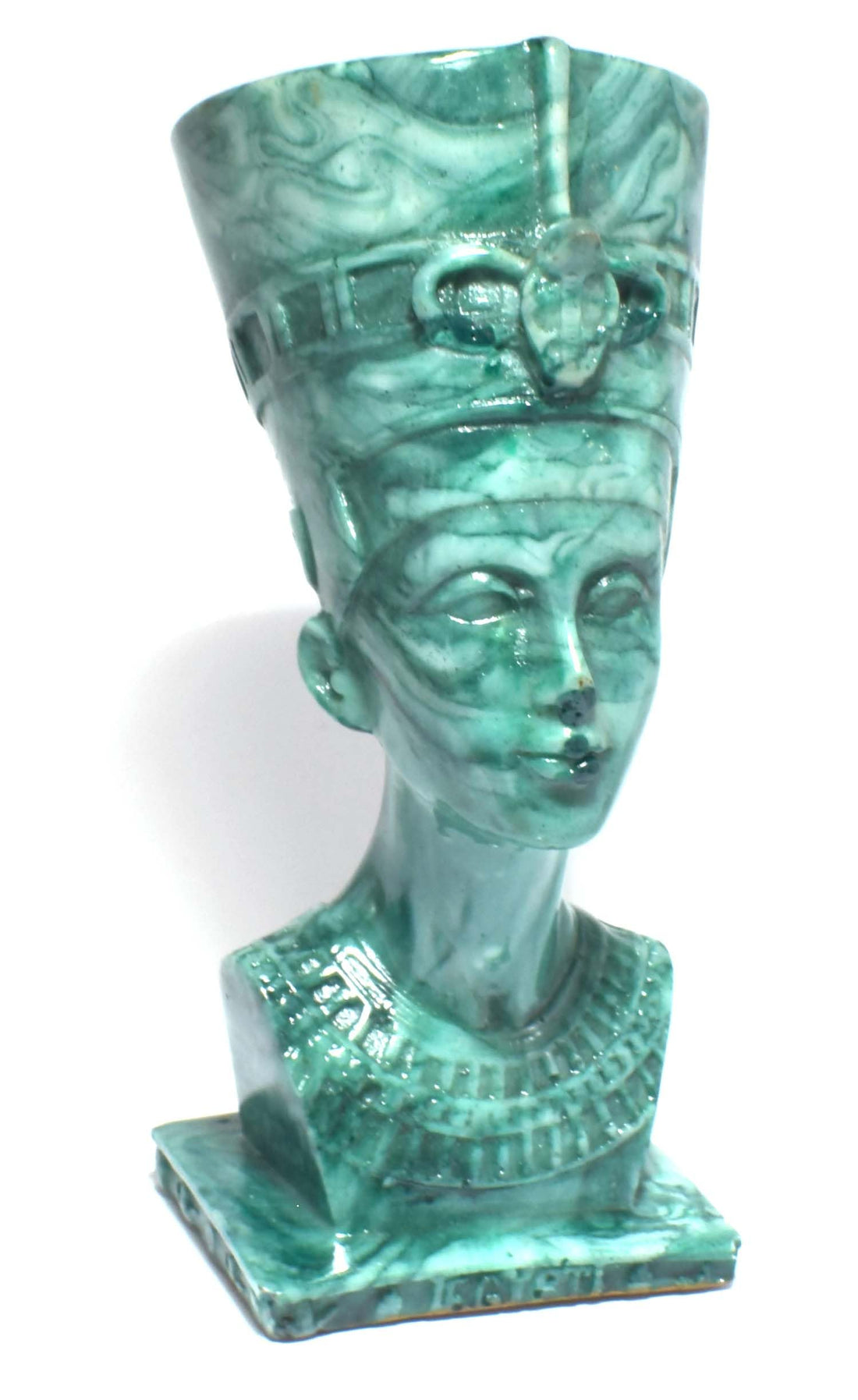 immatgar pharaonic Decorative Egyptian Nefertiti Statue ancient Egyptian souvenirs gifts handmade Home decor collectibles Sculptures (Wavy Green - 13 CM Long)