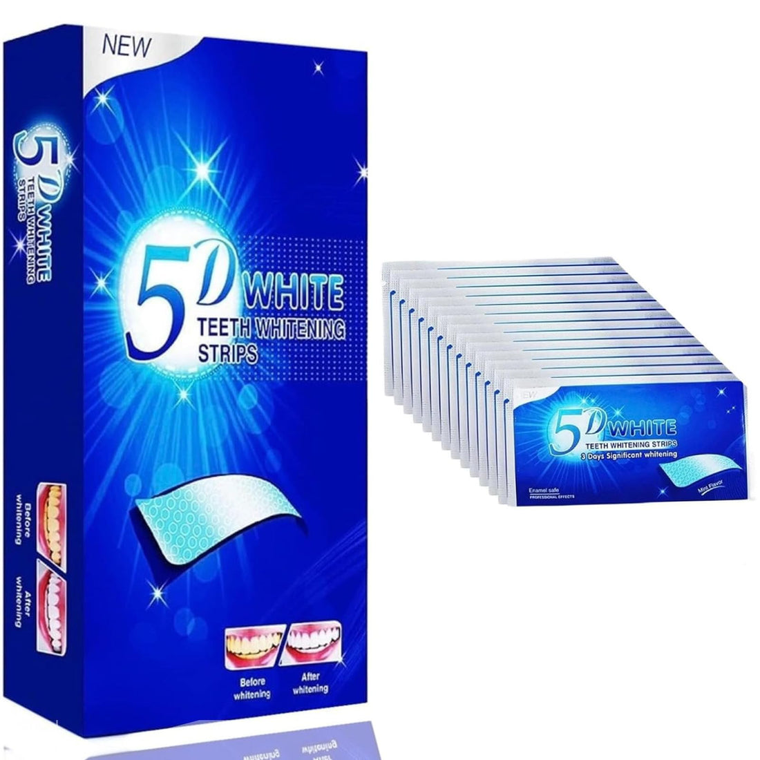 28 Whitener Strips 5D Teeth Whitening Strips,Teeth Whitening Strips, Effective Teeth Reduced Sensitivity White Strips, Clean Teeth Safely, Stains Remover for Coffee, Wine, Tobacco (14 Packs)