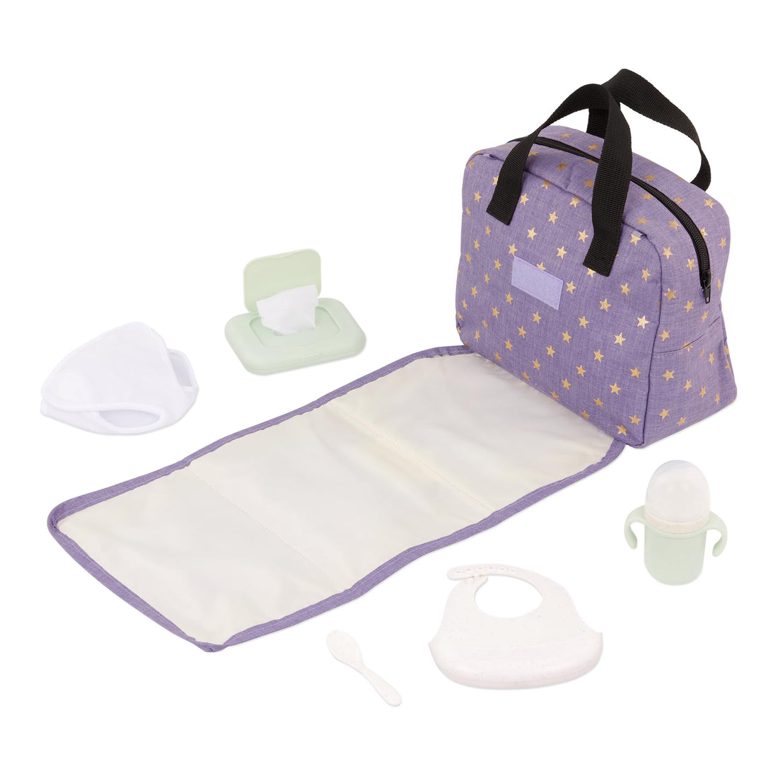 LullaBaby – Diaper Bag With Changing Mat – Storage Pockets & Supply Toys – Baby Doll Accessories – Pretend Play – Kids Ages 2 & Up – Baby Doll Diaper Bag Set