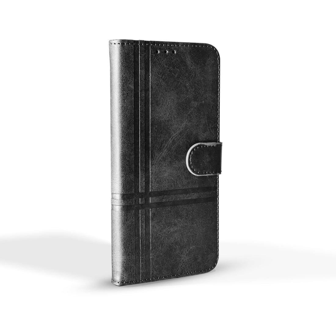 For Infinix Note 11 Two-line design Flip Leather Wallet Card Slot Case Kickstand, Strap Magnetic Closure, Included Internal Tpu Silicone Case, Compatible with Infinix Note 11 (6.7") (Black)