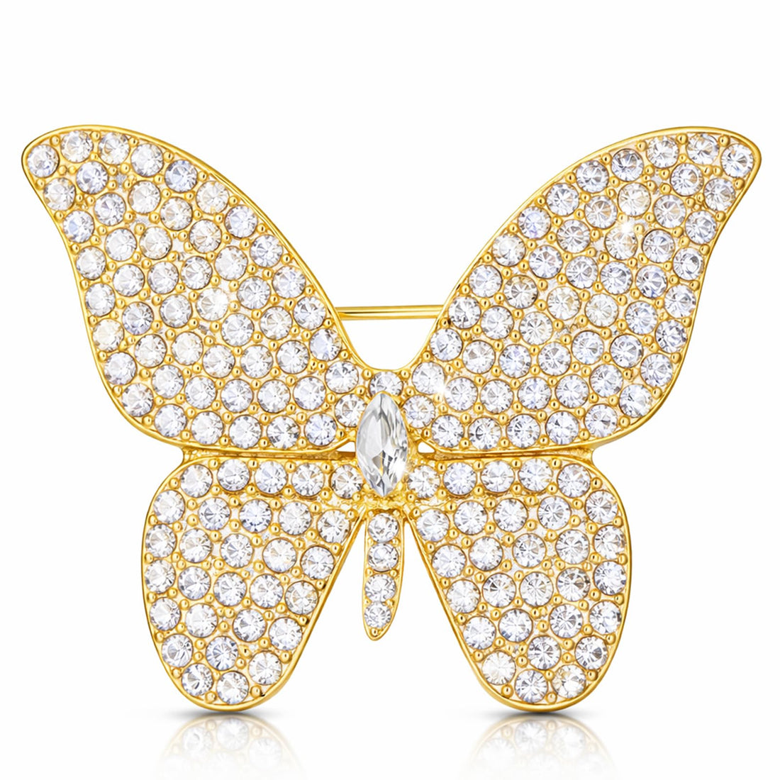 Rhinestone Butterfly Brooch Pin for Women Gold Sparkly Butterfly Lapel Pin Classic Animal Insect Brooches Unisex Crystal Butterflies Badge Jewelry Gifts for Coats Jackets Sweaters Accessories