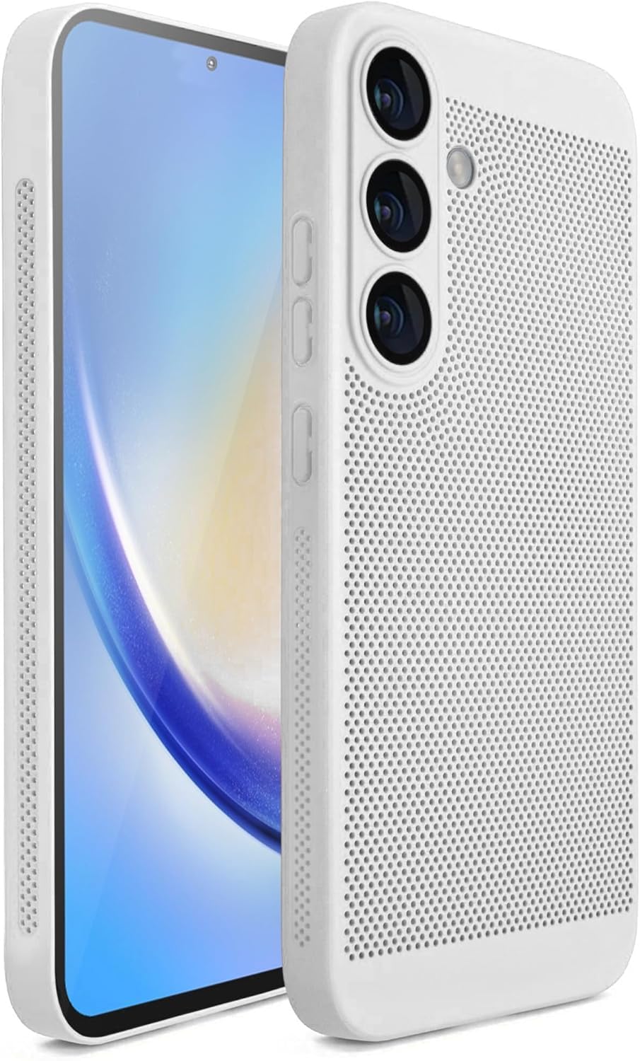 Dl3 Mobilak Case For Samsung Galaxy A26 5G Heat Dissipation Case with Built-in Camera Lens Protector Slim Fit Breathable Cooling Anti-Fingerprint Hard PC Back Shockproof Cover (White)