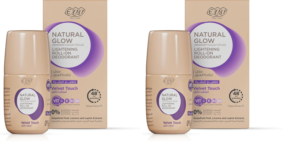 Eva Skin Care Natural Glow Lightening Roll-On Deodorant - Velvet Touch 60 milliliter (Pack of 2)