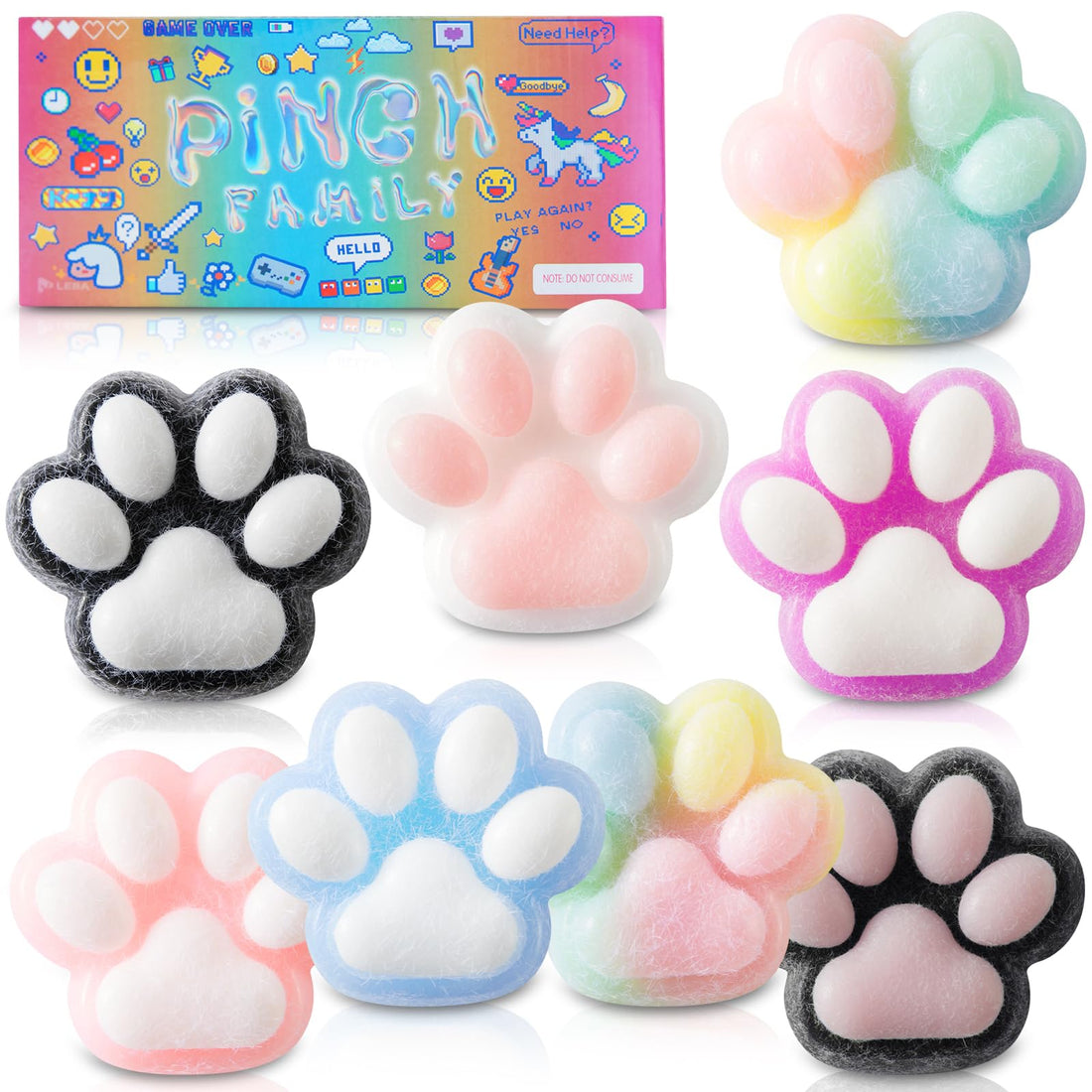 1Pcs Taba Squishy Cat Paw Squeeze Toys, Squishy Fidget Toy, Kawaii Squishies Sensory Toys, Pinch Family Squishy Toys, Cat Paws Mochi Toys,Stress Relief for Party Favors,Novelty Things for Adults Kids