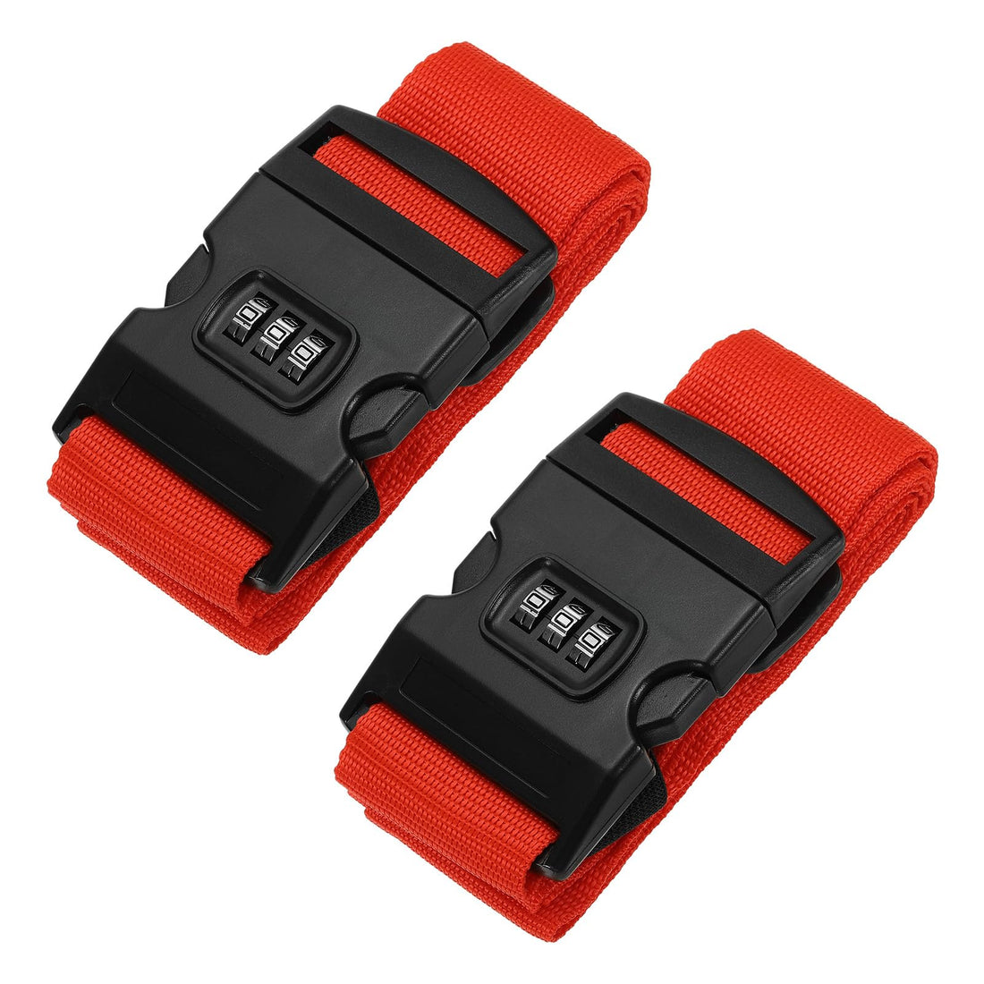 PATIKIL Luggage Straps, 2 Pack Suitcase Straps Adjustable Luggage Belts Strap with Combination Lock TSA Approved for Luggage Suitcases Travel, Red