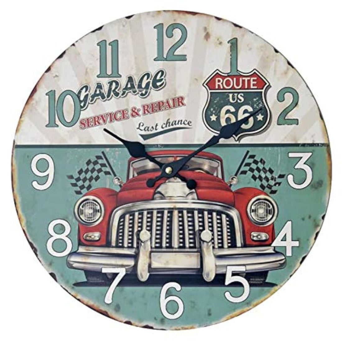 Green classic car frameless wall clock retro old design wall sticker clock craft clock
