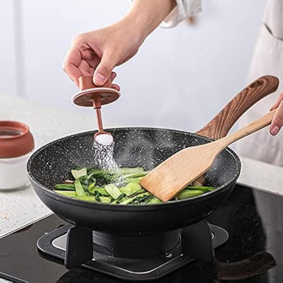 Deep Frying Pan - Deep Frying Pan - 33cm Non-Stick Frying Pan with Removable Handle, Frying Pan Compatible with Electric/Gas Oven/Enough for Whole Family (Cast Aluminum), Non-Stick