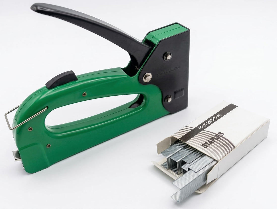 Heavy Duty Manual Wood Stapler, All Metal, Anti-Bounce Stapler, with Staples Pack, Suitable for Fabric, Leather, Wood