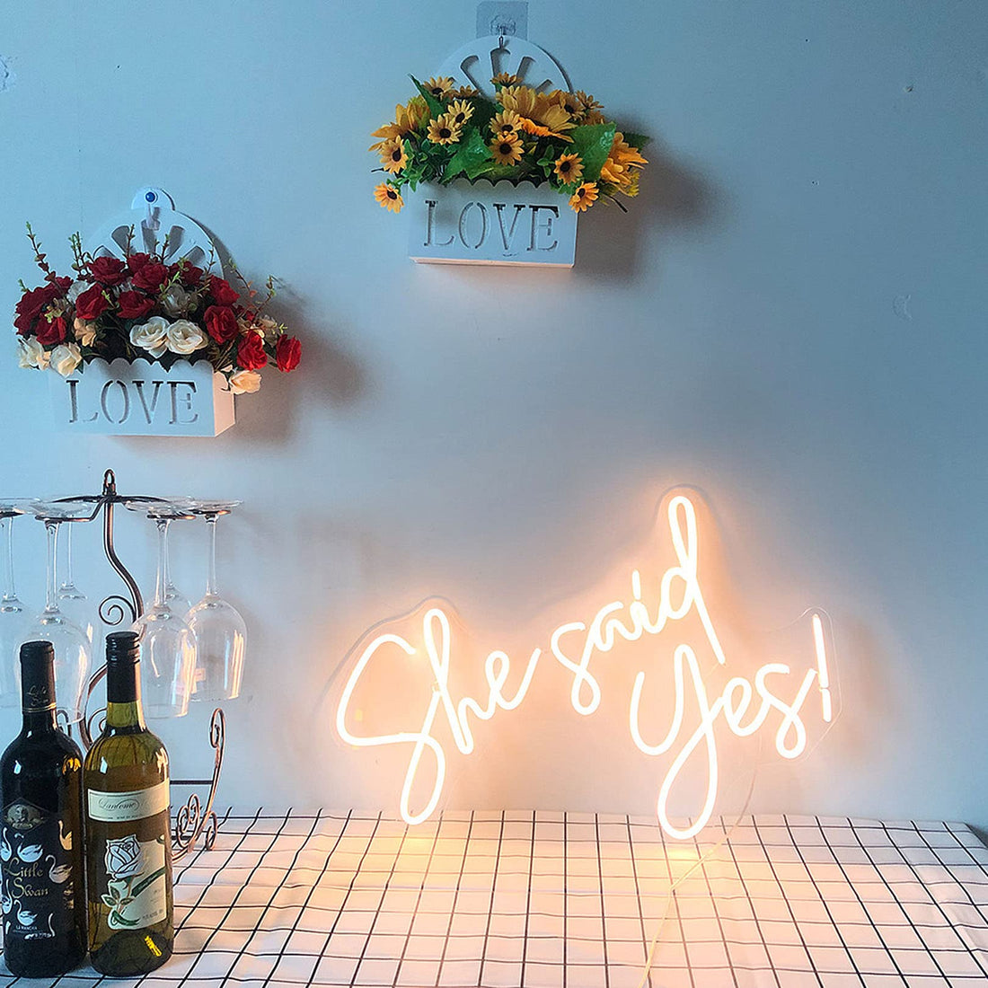 TAXXII She Said Yes Neon Sign Light for Wall Decor, Neon Sign Wall Art Gifts, Neon Sign Wall Decorations Home Decorations Party Decorations