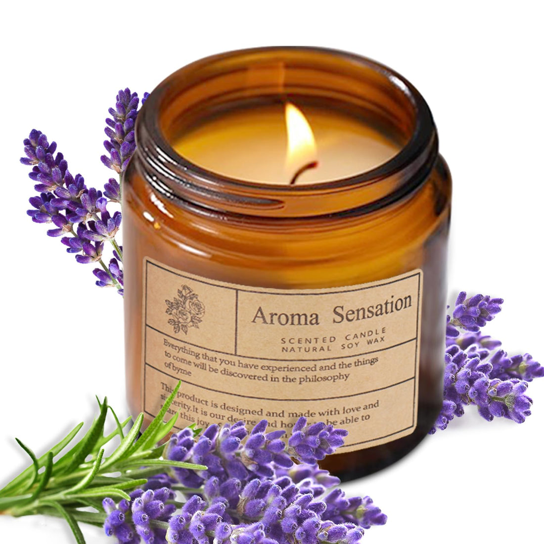 ARCASA Organic Lavender Candles - Non Toxic Soy Candles for Home, Stress Relief & Meditation (7oz)