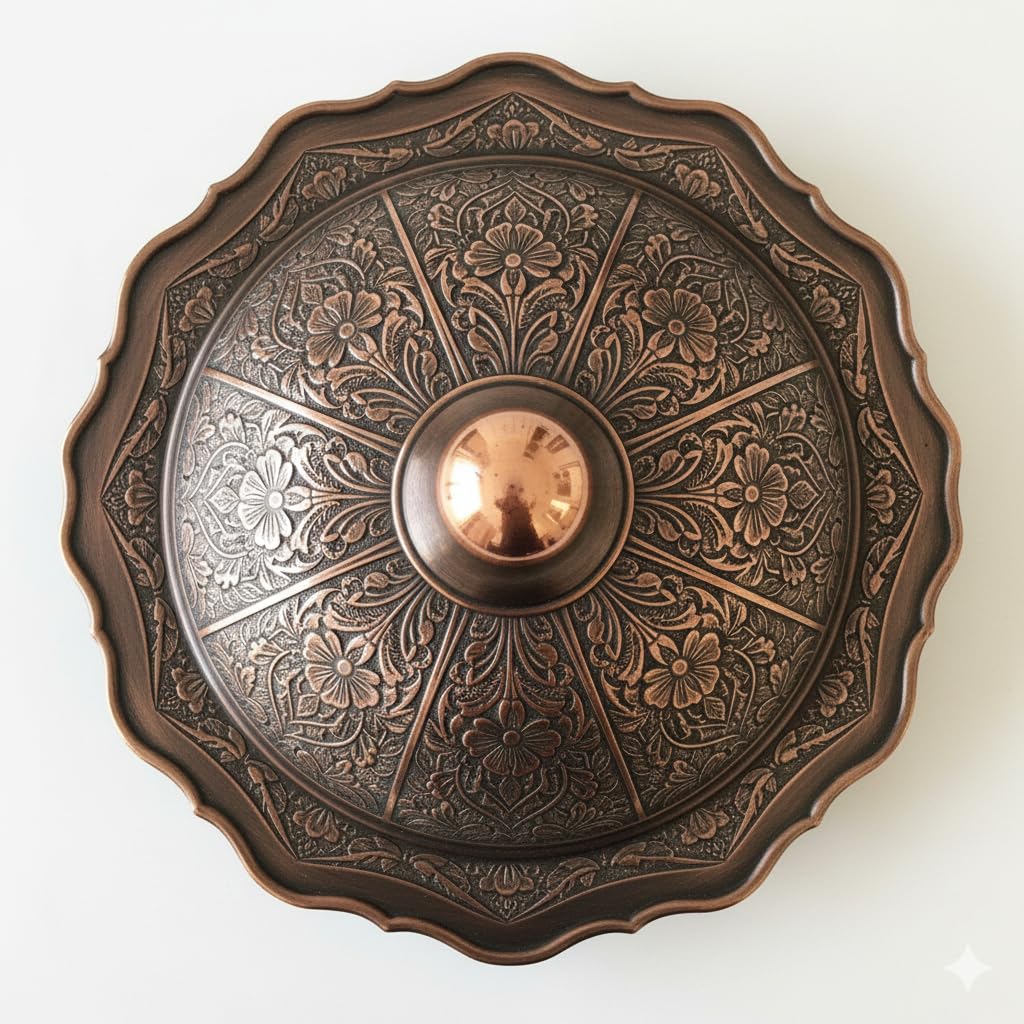 Service and Serving Tray with Copper Lid for Dining and Banquets - 40 cm Elegant Design AR