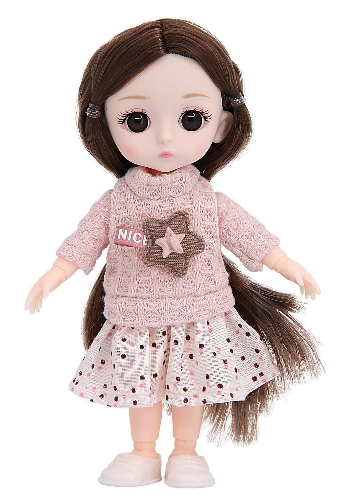 TOYS LAND Walala Mini Fashion Doll for Girls,16 cm Jointed Doll with Hand Bag, Changeable Outfit, Soft Body and Fine Hair, Birthday Gift for Kids and Toddlers Age 3+ Years Old