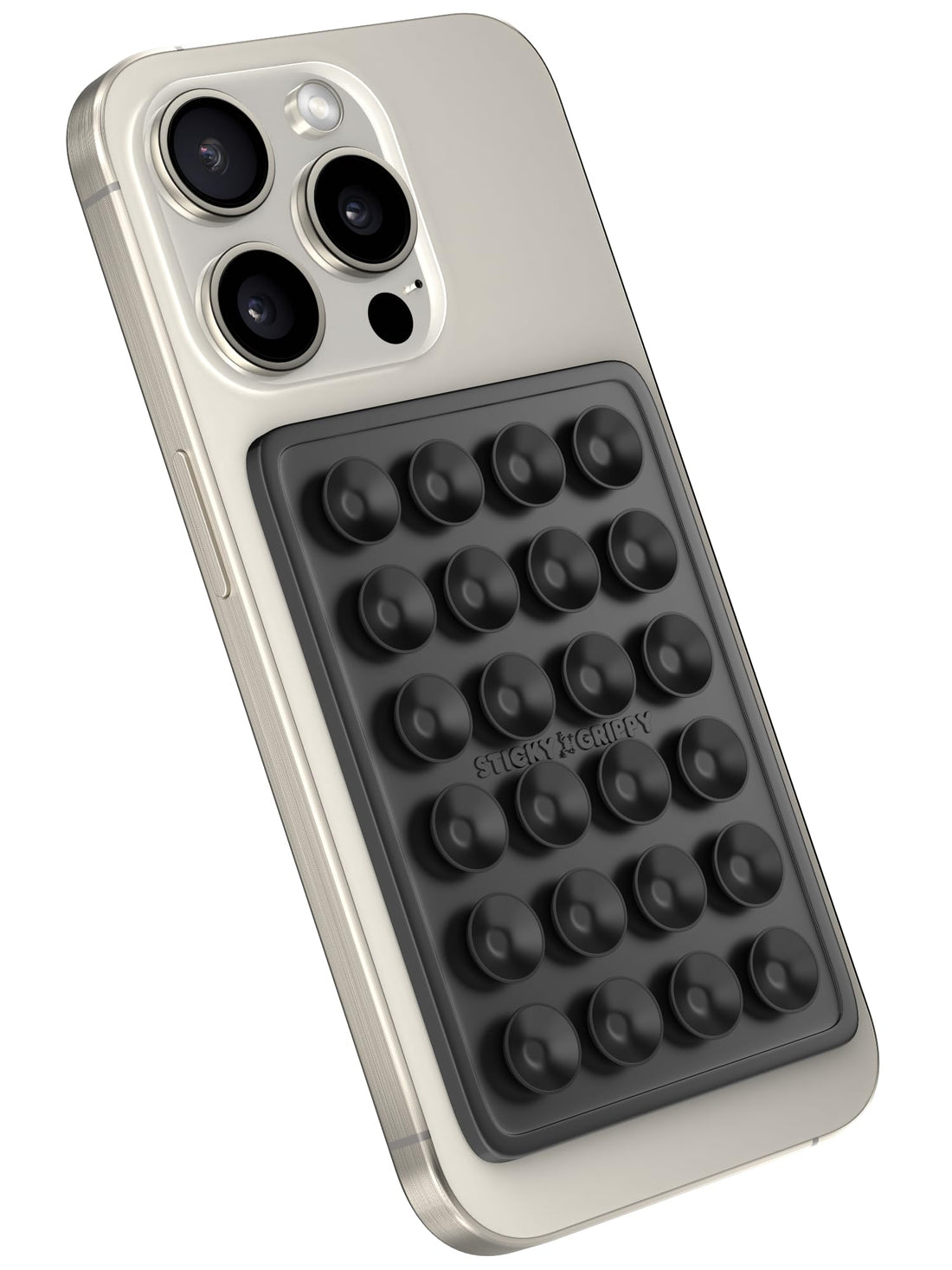 StickyGrippy Suction Phone Case Mount, Sillicon Adhesive Phone Accessory for iPhone and Android, Hands-Free Fidget Toy Mirror Shower Phone Holder, Tiktok Videos and Selfies (Black)
