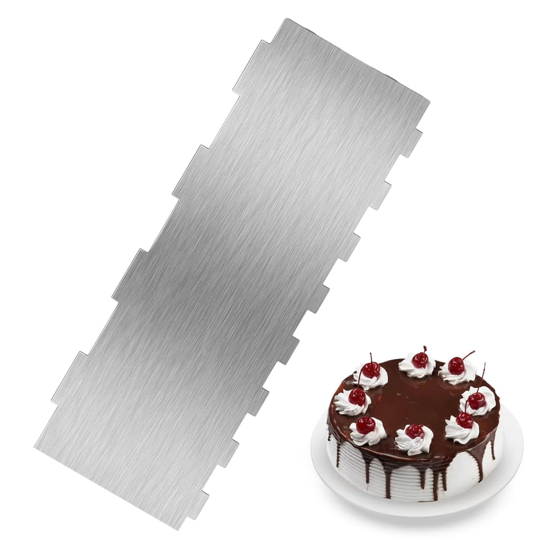 Stainless Steel Cake Spatula for Buttercream, Cake Smooth Scraper, Cake Spatula, Stainless Steel, 2-in-1 Side Scraper, Cake Decorating Comb, Cake Spatula, Cake Scraper, for Cake Decoration, Kitchen