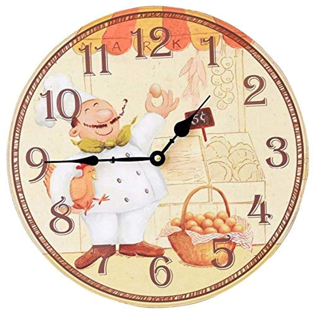 Other Wood Analog Wall Clock - White Dial, Wood Tone, AA Battery, Alarm, Wall Mount, Kitchen