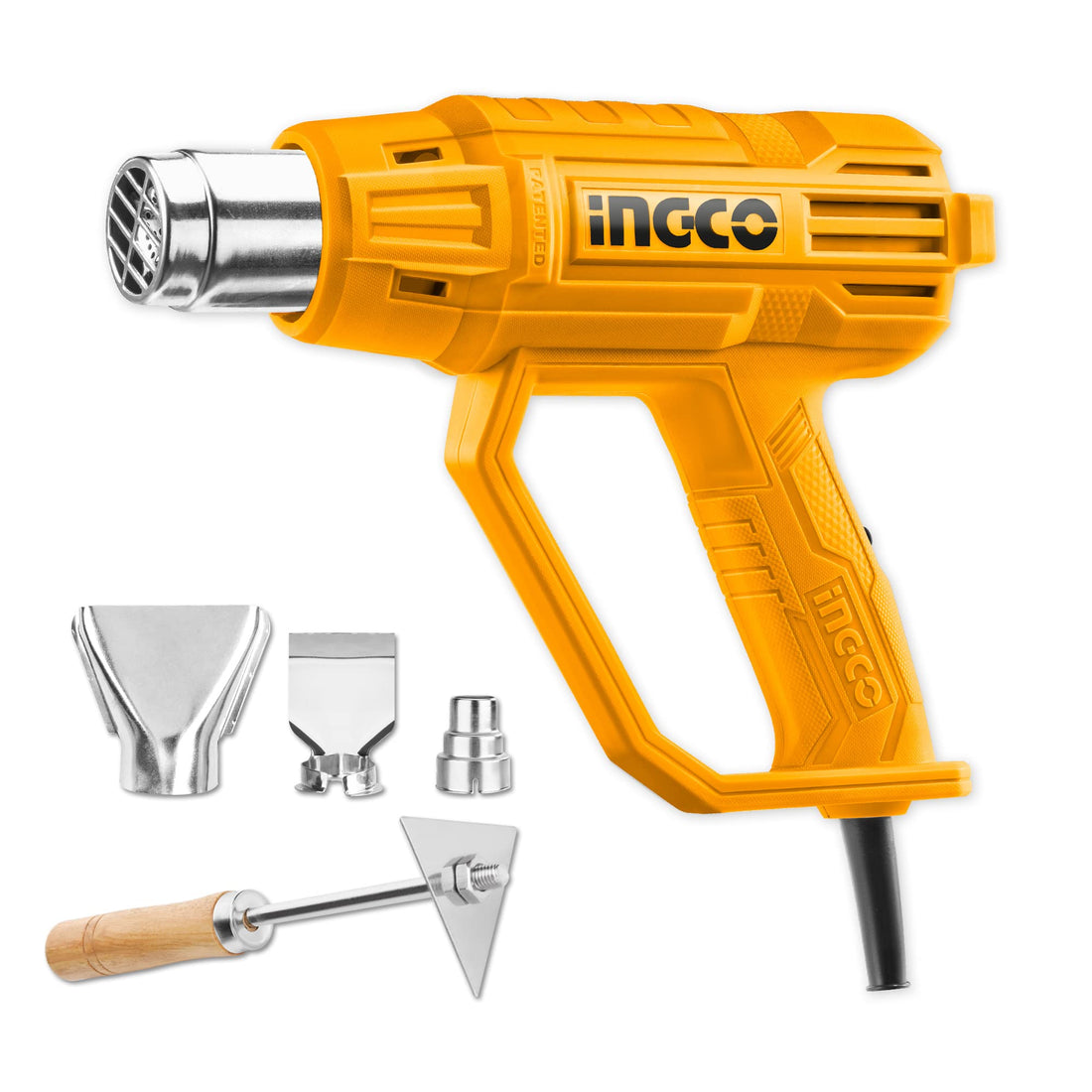 INGCO Heat Gun, 2000W Heavy Duty Hot Air Gun with 3 Nozzles and 1pcs Scraper, 480 ℃- 560℃ Heat Gun with Overload Protection for Crafts, Shrinking PVC, Stripping Paint