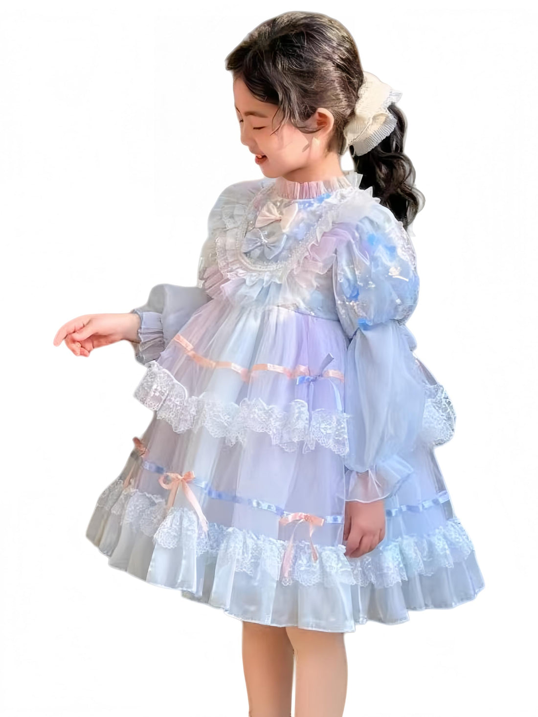 Mira Kids Girls One Piece Dress with Soft Polyester Material and Natural Cotton Lining – Available in Two Attractive Colors (Lavender/Sky Blue) – Suitable for All Occasions
