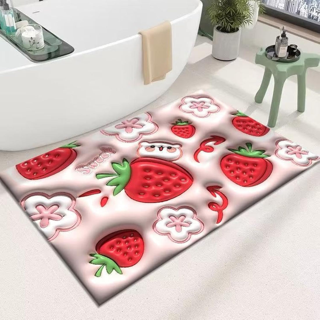 Kitchen Drayer mat 3D Visual Expansion Diatom Leather Bath Mat Diatom Quick Dry Easy Clean Floor Oil Resistant Non-Slip Door Mat Super Absorbent Mat 60x40cm