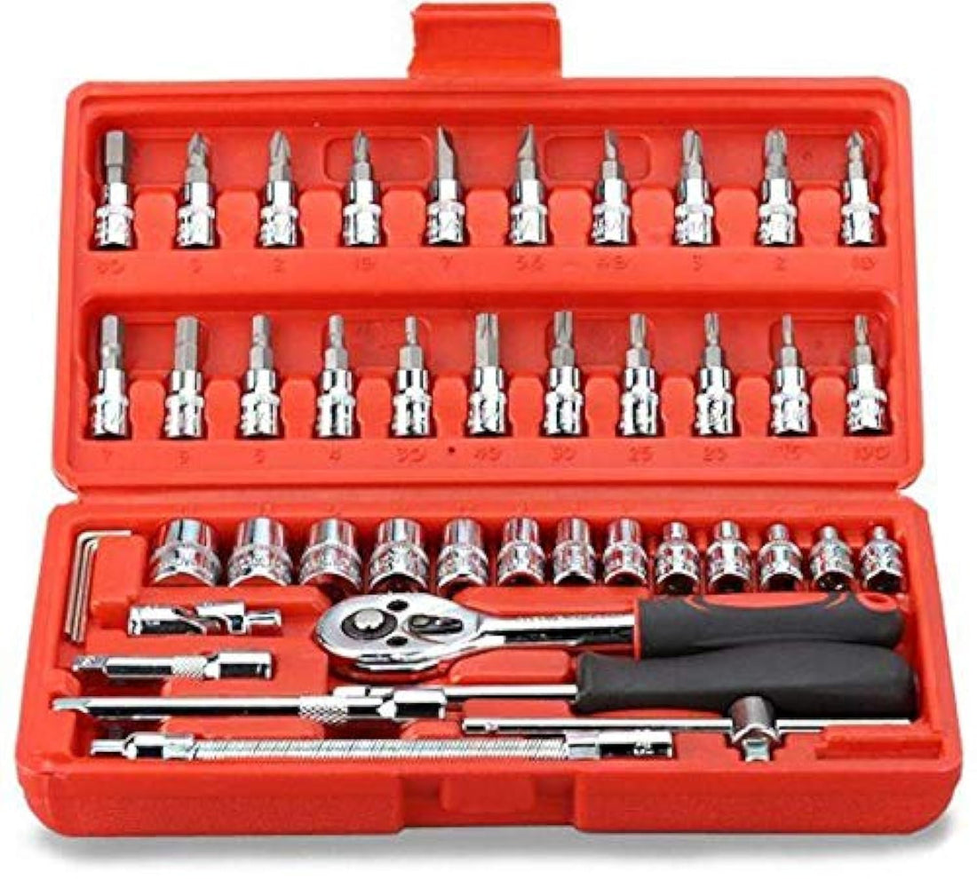 46pcs 1/4-Inch Socket Ratchet Wrench Combination Tools Kit for Auto Repairing 1/4 car Auto Mechanics small