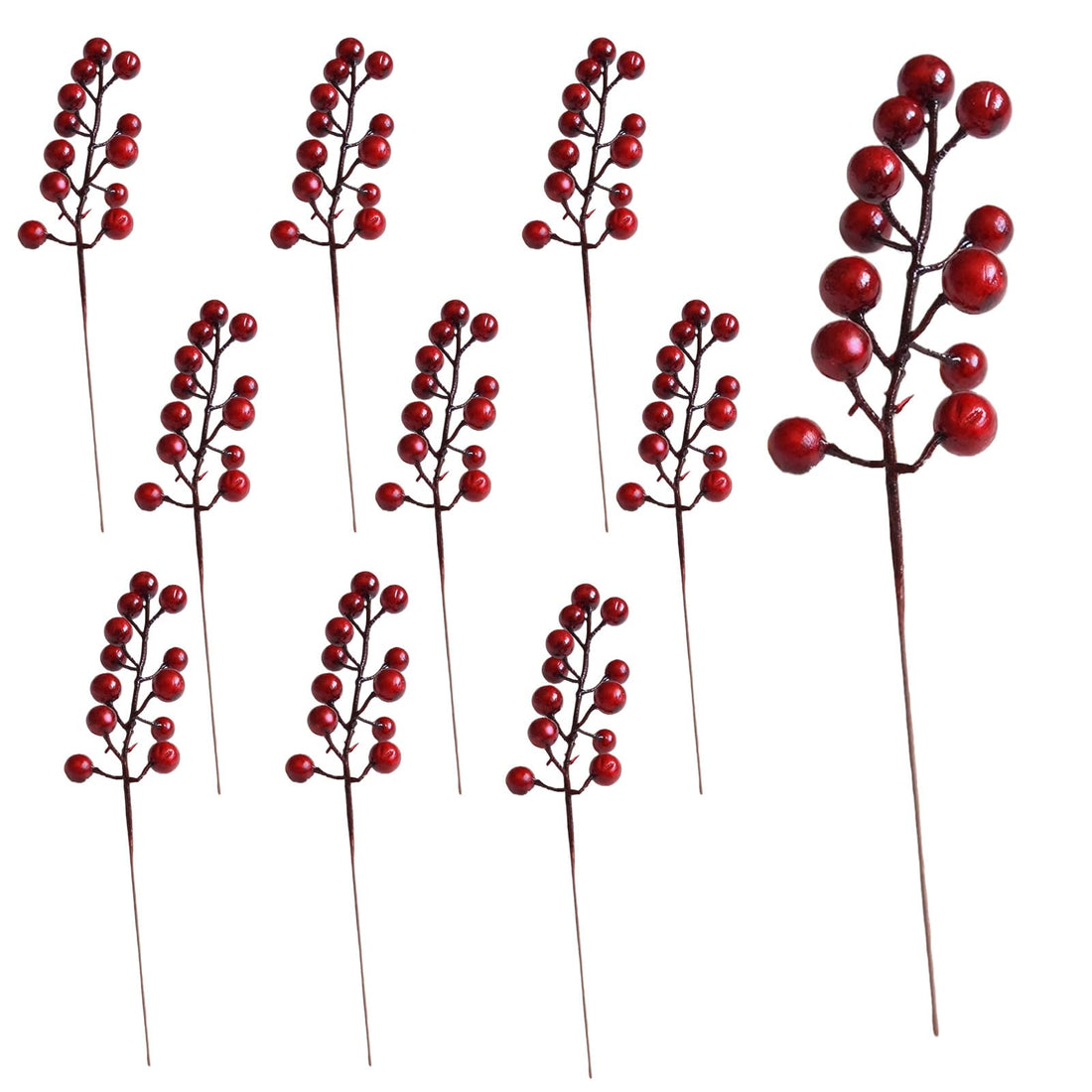 Yen Jean 40Pcs Christmas Tree Red Berry Stems Picks Decorations - Artificial Flowers with Holly Berries Branches Fake Decor for Xmas Winter Holiday Home Ornaments