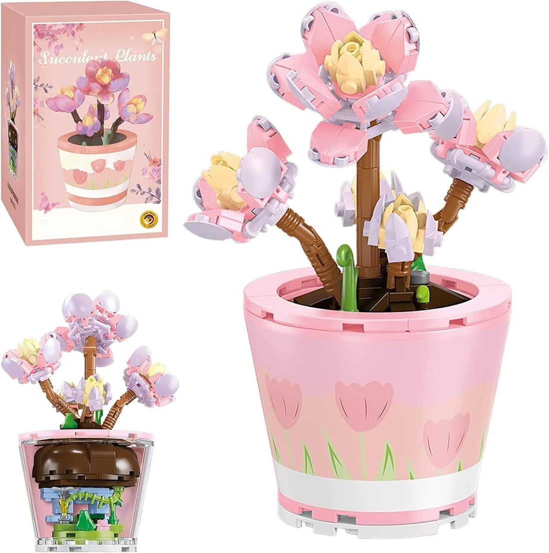 TOYS LAND Flower Bouquet Building Blocks Toy Set, 225 PCS Creative Succulent Plants Bonsai Mini Bricks Kit, Floral Building Set for Home & Office Decoration, Birthday Gifts for Kids Boys Girls Aged 6+