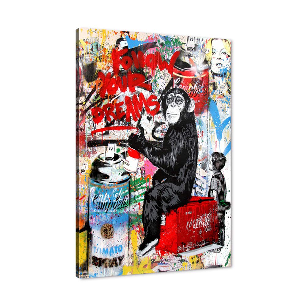 Yatsen Bridge Banksy Wall Art Paintings, Inspirational Canvas Paintings, Graffiti Pop Art Posters And Prints for Home Decor Ready to Hang - 26x36 inch