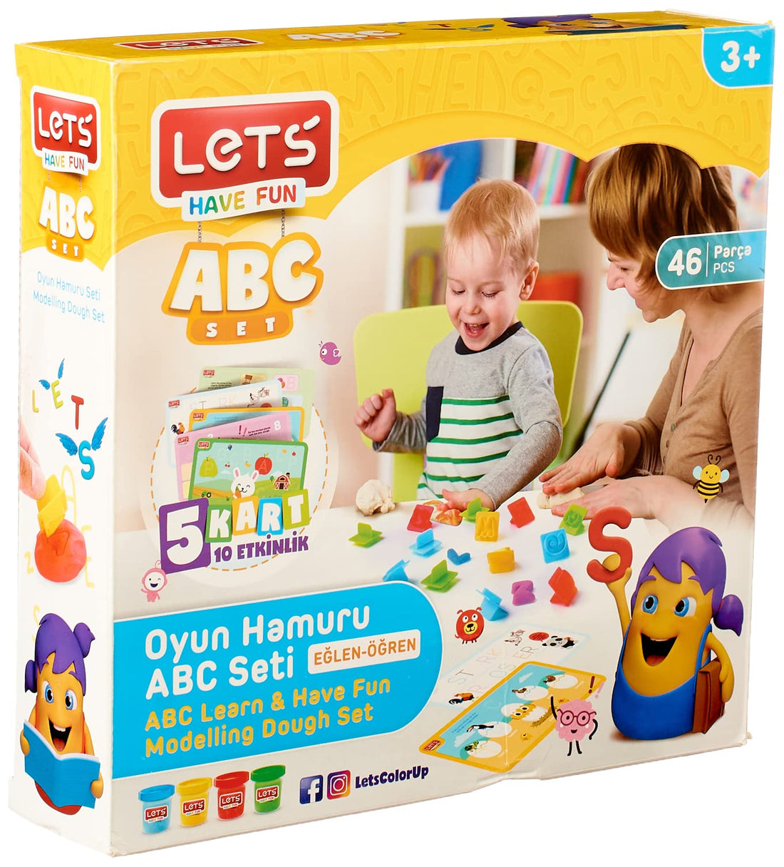 melissa Lets ABC Playset, 2 Pieces Spatula, 40 Pieces Number And Alphabet Mold 4 Pieces 75 G. Modelling Dough (Play Dough: 300 G.)- 46 Pieces