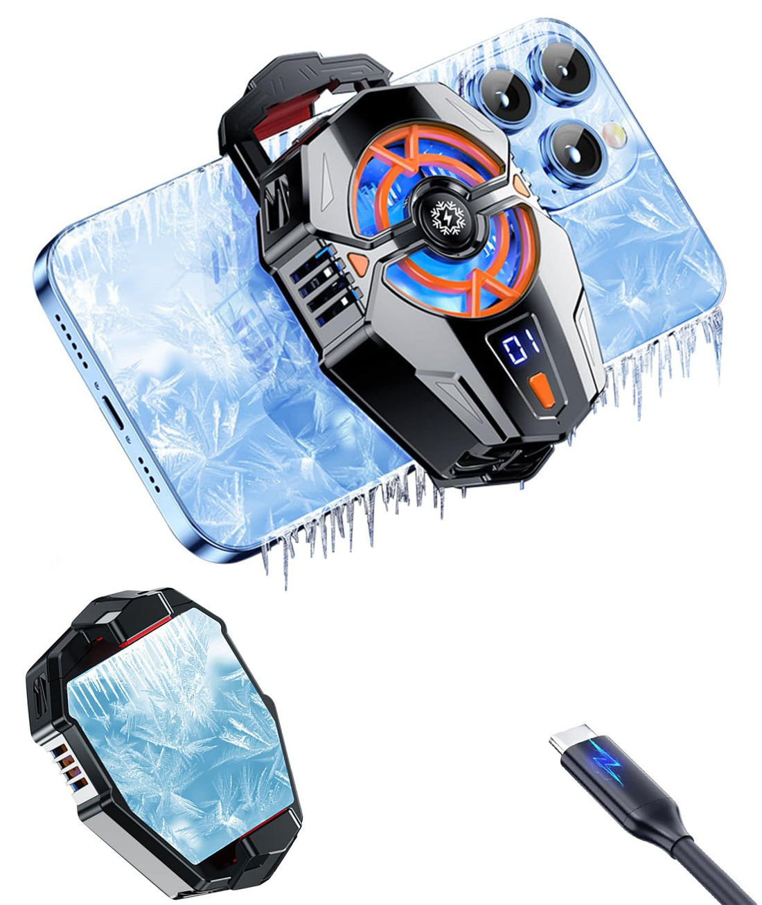 YSFVNP Phone Cooler, Mobile Cooler Phone Cooling Fan Portable Lightweight Mobile Phone Cooling Fan Freezing Constant Cooling Temperature (Silver-X20)