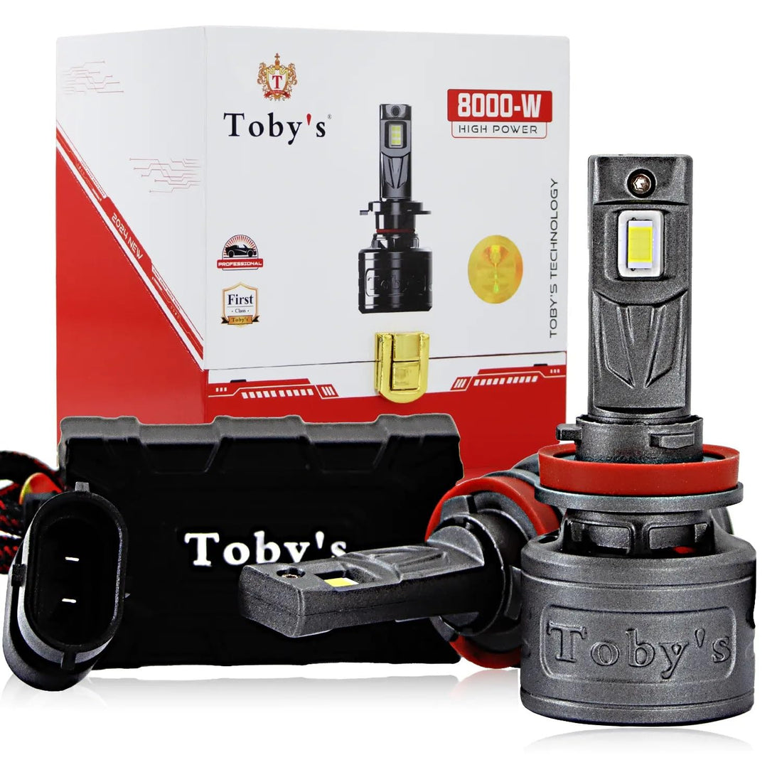 Toby's TY80 H11/H8/H9 LED Headlight Bulbs,160W Original tested with 16000 Lumens 6500K Cool White Super Bright LED Headlights Conversion Kit High/Low Beam Light IP65 Waterproof, Pack of 2