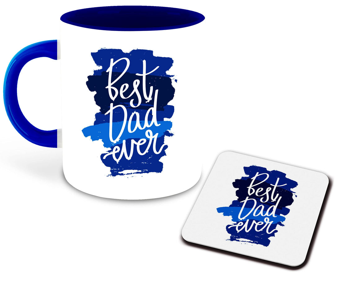 WHATS YOUR KICK® Dad, Fathers Day Inspired Printed Designer Dark Blue Inner Color Ceramic Coffee Mug with Coaster (Dad, Fathers Day, Gift for Best Dad, Papa Ji, Birthday Gift, Unique Gift) Multi- 9