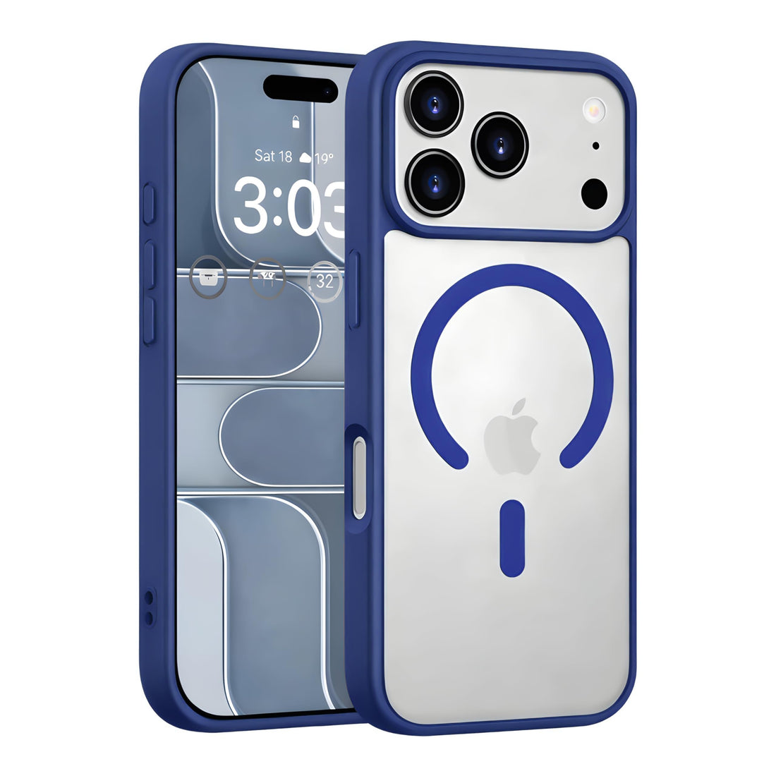 Dl3 Mobilak Magnetic Case for iPhone 17 Pro Max Compatible with MagSafe, Shockproof Phone Bumper Cover, Solid Color Matte TPU Frame, Anti-Scratch Clear Back (Blue)