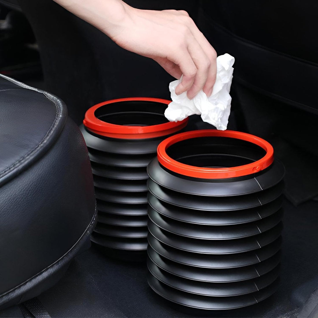 Car Trash Can Telescopic Car Trash Can Multi-Use Small Storage Bin Organizer for Cabin Cleaning Open Close Strong Plastic Material Easy to Clean Fits Car Door Car Organizer