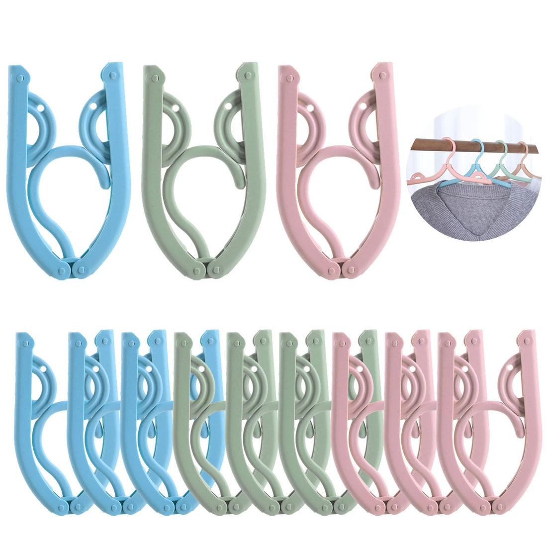 GAOHAN 12 PCS Travel Hangers Folding Clothes Hangers Portable Plastic Clothes CoatsHangers Non-SlipTravel Hanger Portable Folding Foldable Space Saving Coat Hanger for Home,Hotel,Travel,Camping
