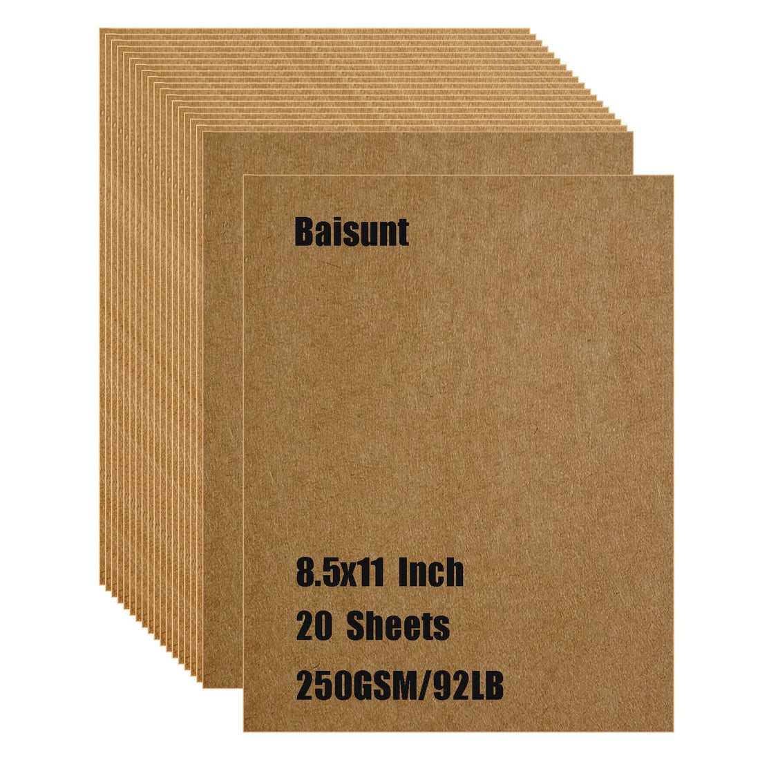 Baisunt 20 Sheets Kraft Cardstock Thick Blank Craft Paper for DIY Art Project, Scrapbook, Cards and Invitations Making(8.5 x 11 Inches)