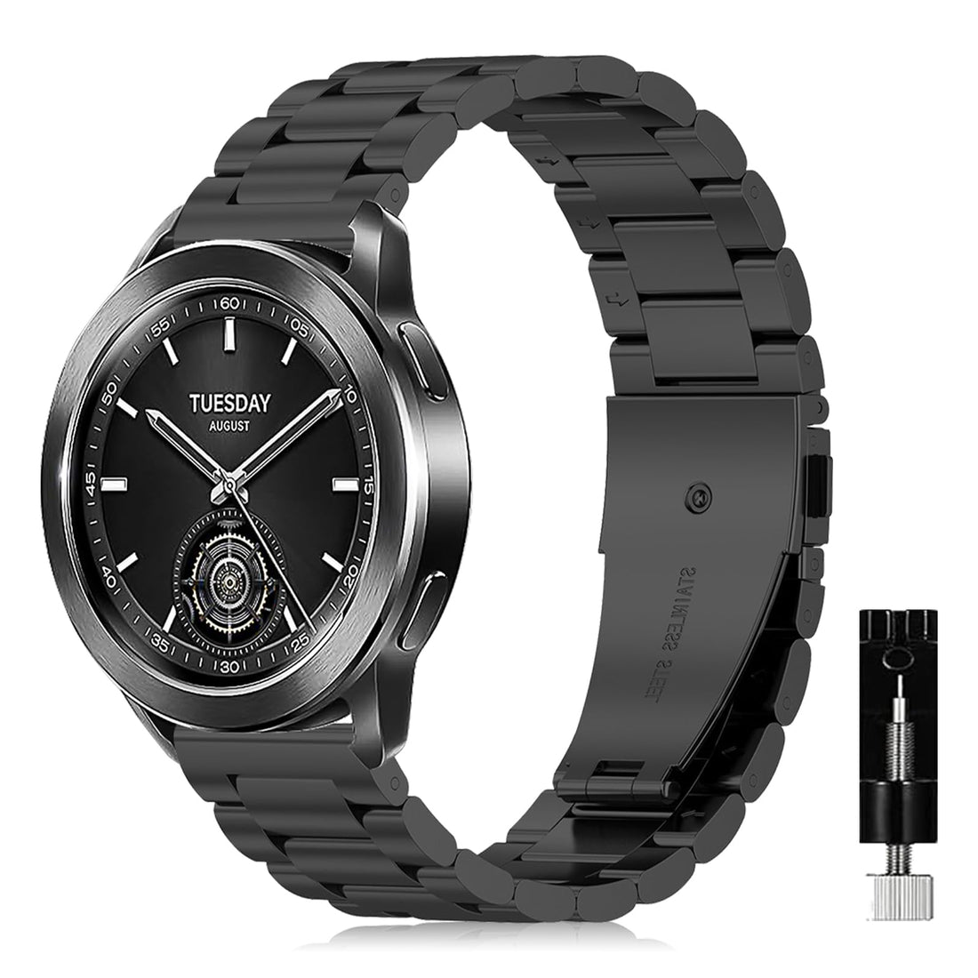 22mm Stainless Steel Metal Band Bracelet for Xiaomi Watch S4 Sport, S3, 2 Pro, S1, S1 Active, Mi Watch - Black